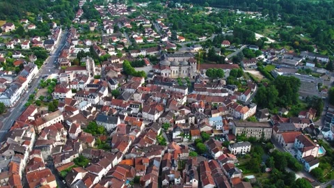 Aerial view around the old town of the city Souillac in France Stock-Footage 336731783
