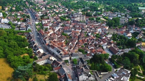 Aerial view around the old town of the city Souillac in France Stock-Footage 336731788