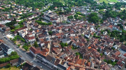 Aerial view around the old town of the city Souillac in France Stock-Footage 336731810