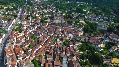 Aerial view around the old town of Souillac Stock-Footage 336731814