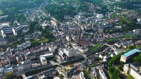 Aerial view around the old town of Tulle in France, Stock-Footage 336731817