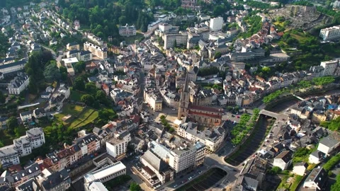 Aerial view around the old town of Tulle in France, Stock-Footage 336731827