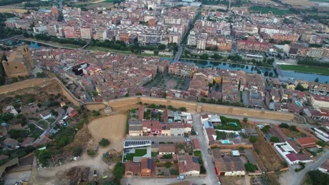 Aerial view around the old town of Balaguer in Spain Stock-Footage 336731831
