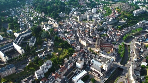 Aerial view around the old town of Tulle in France, Stock-Footage 336731836