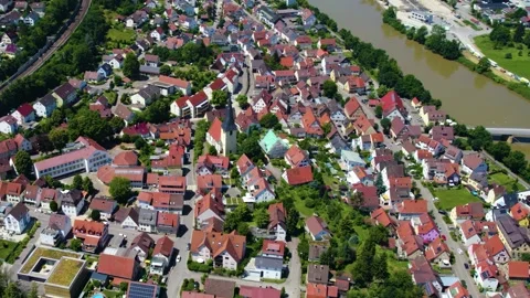 Aerial view around the old town of the city Benningen in Germany 库存影片 336809543
