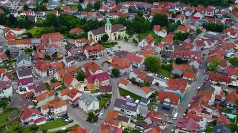 Aerial view around the old town of the city Dielheim in Germany Stockbeeldmateriaal 336809720