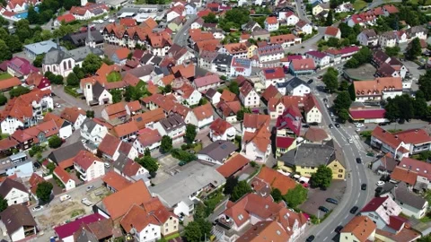 Aerial view around the old town of the city Morlenbach in Germany Vídeos de archivo 336810765