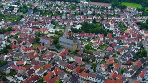 Aerial view around the old town of the city Ostringen in Germany 库存影片 336811259