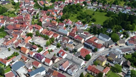 Aerial view around the old town of the city Rimbach in hesse in Germany Vídeos de archivo 336811299