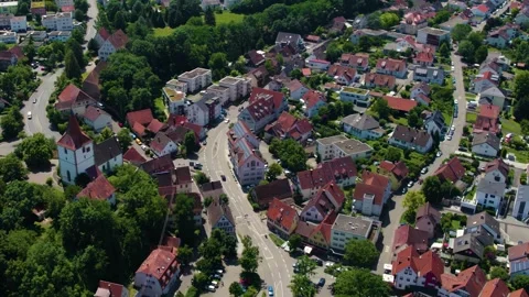  aerial view around the old town of the city Freiberg in south Germany  Видео 336812150