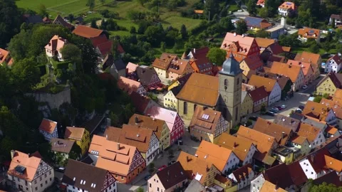 Aerial view around the old town  village Betzenstein  in Germany Vídeos de archivo 336857480