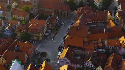 Aerial view around the old town of the city Feuchtwangen in Germany 库存影片 336857718