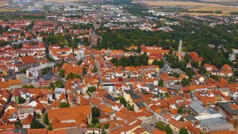Aerial view around the old town of the city Arnstadt in Germany Видео 336857762