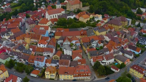 Aerial view around the old town of the city  Arnstein in Germany Vídeos de archivo 336857983