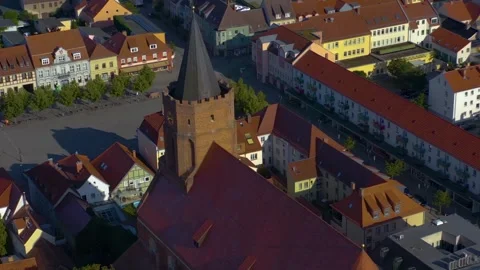 Aerial view around the old town of the city Beeskow in Germany 库存影片 336861539
