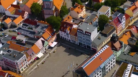 Aerial view around the old town of the city Senftenberg in Germany 库存影片 336861627