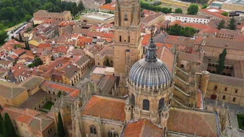 Aerial view around the old town of the city  Salamanca in  Spain Vídeo Stock 336916846