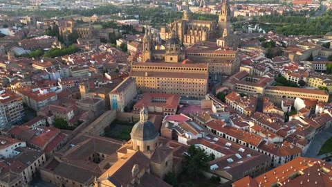 Aerial view around the old town of the city  Salamanca in  Spain Vídeos de archivo 336917353