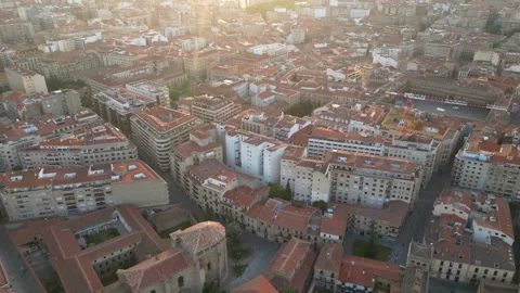 Aerial view around the old town of the city  Salamanca in  Spain Видео 336918093