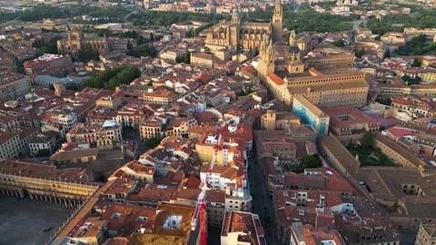 Aerial view around the old town of the city  Salamanca in  Spain Vídeos de archivo 336918448