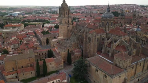Aerial view around the old town of the city  Salamanca in  Spain Vidéo 336918449