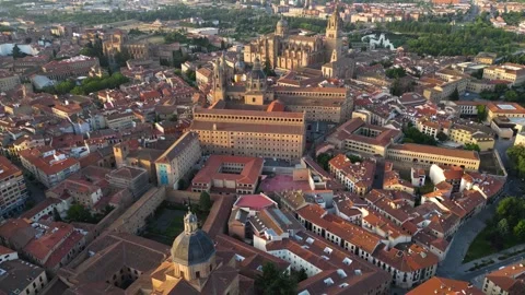 Aerial view around the old town of the city  Salamanca in  Spain 库存影片 336918503
