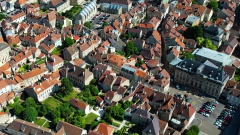 Aerial view around the old town of the city Langres in France Видео 336986232