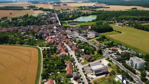 Aerial view around the old town of the city Fontaine-Francaise in France 動画素材 336996940