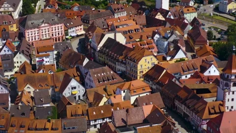 Aerial view around the old town of the city Gengenbach Видео 337185993