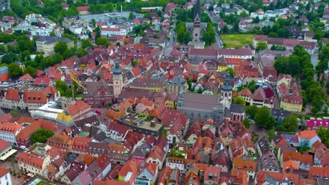 Aerial view around the old town of the city Ettlingen Stock-Footage 337199986