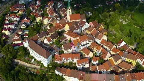 Aerial view around the old town of the city Engen Vídeos de archivo 337200271