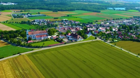 Aerial view around the old town and monastery of the city Oberelchingen  库存影片 337200855