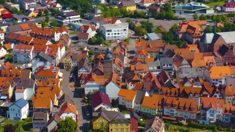  Aerial view around the old town of the city Buchen Видео 337206673