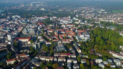 Aerial view around the old town of the city Hanau  Vidéo 337206779