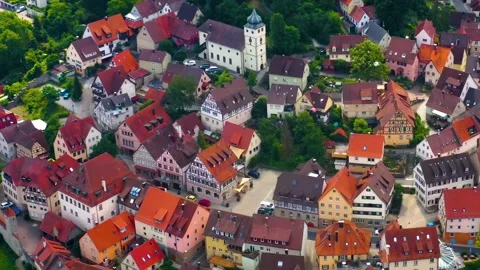 Aerial view around the old town of the city Forchtenberg Stock Footage 337233384