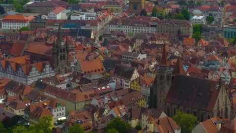 Aerial view around the old town of the city Ansbach in Bavaria Видео 337447766