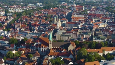 Aerial view around the old town of the city Augsburg in Bavaria Видео 337447838