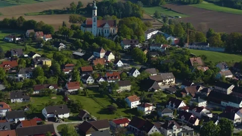 Aerial view around the old town of the city Biberbach in Germany Vídeo Stock 337447901