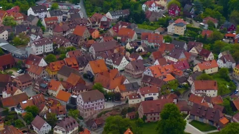 Aerial view around the old town of the city Cadolzburg in Bavaria Stock Footage 337447958