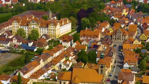 Aerial view around the old town of the city Ellingen in Germany Видео 337448501