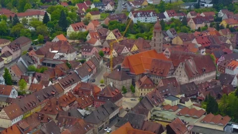 Aerial view around the old town of the city Langenzenn in Bavaria Vídeos de archivo 337449825