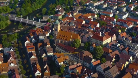 Aerial view around the old town of the city Nurtingen in Germany 库存影片 337451004
