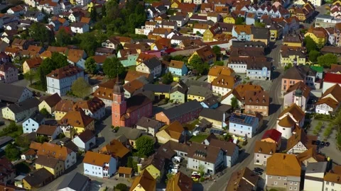 Aerial view around the old town of the city  Treuchtlingen in Bavaria Stockbeeldmateriaal 337451825