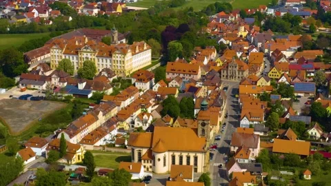 Aerial view around the old town of the city Ellingen in Germany 库存影片 337459637