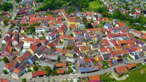 Aerial view around the old town of the city Oberviechtach, Bavaria 動画素材 337513370