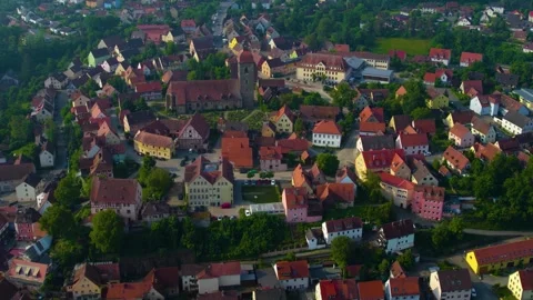 Aerial view around the old town of the city Roßtal in Germany Stockbeeldmateriaal 337513632