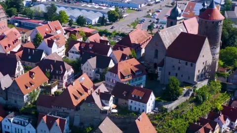 Aerial view around the old town of the city Besigheim  in Germany Vidéo 337562660