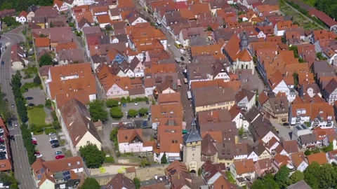 Aerial view around the old town of the city Marbach am Neckar Vidéo 337562895
