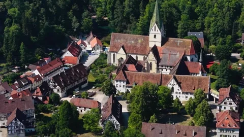 Aerial view around the old town of the city Blaubeuern in Germany Vídeos de archivo 338239685