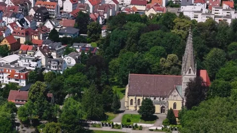 Aerial view around the old town of the city Göppingen in Germany Видео 338240053